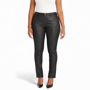 ModCloth Pants Metal Dipped and Dapper Skinny Jeans Black Silver Plus Size 26W